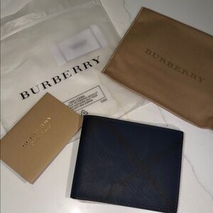 Burberry Navy Wallet with Beige Pouch